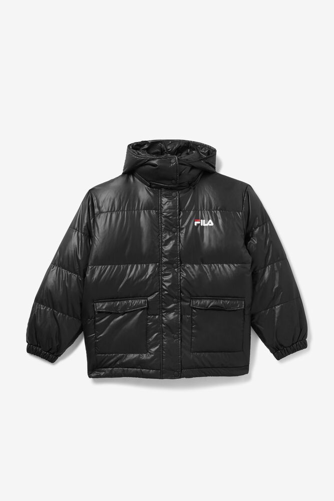 Fila Jacket Womens Black Remie Puffer - Ireland 76342-RMCD